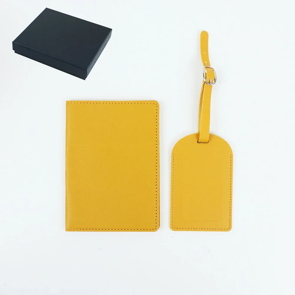 ensemble cadeau de porte-passeport en cuir pu personnalisé avec nom, porte-bagages, porte-cartes multi-fentes, portefeuille grande capacité, porte-passeport