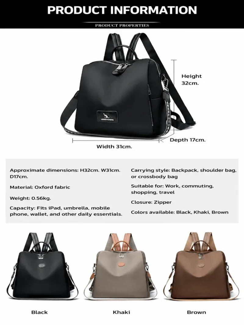 sac à dos multifonctionnel pour femmes, sac à dos de voyage de grande capacité avec sangle pour bagages, sac à dos d'étudiant épaissi