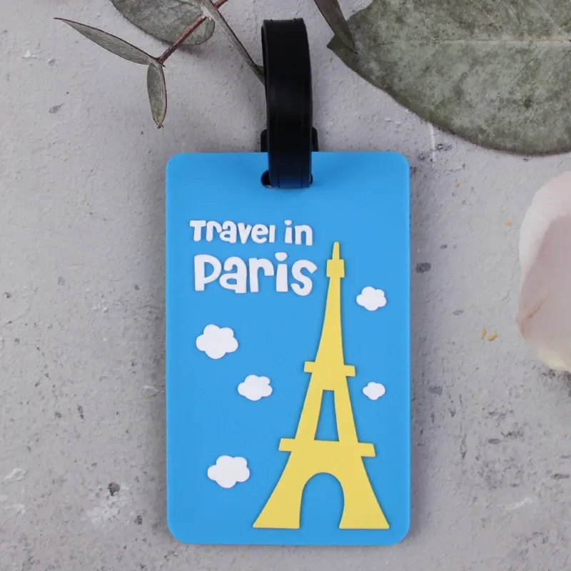 étiquette de bagage en pvc avec animaux de dessin animé, 1 pièce, pour femmes et hommes, accessoires de voyage de vacances, étiquettes de valise, nom, identification, adresse, étiquettes de bagage de voyage