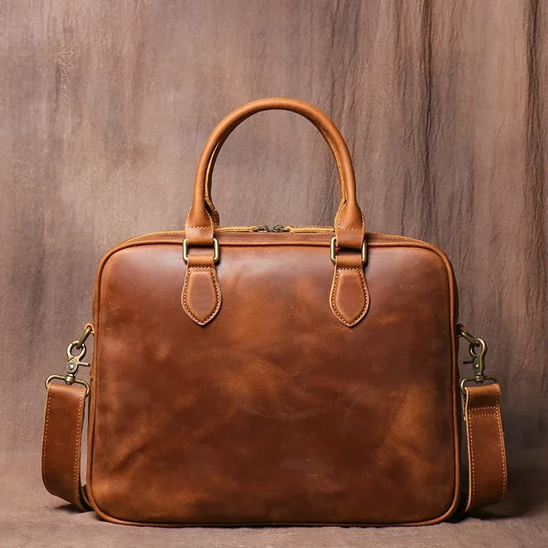 luokir-sac à main en cuir de vachette pour homme, sac d'ordinateur de bureau décontracté, sac à main en cuir de haute qualité, simple, élan, cheval, bombes, document gt, vintage