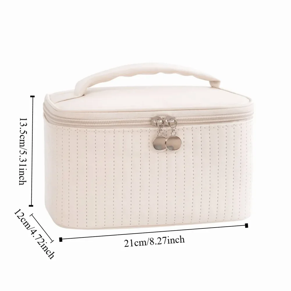 sac de rangement de lavage de voyage polyvalent, grande capacité, mignon gâteau, sac à cosmétiques, couleur unie, organisateur de toilette en cuir pu pour femme
