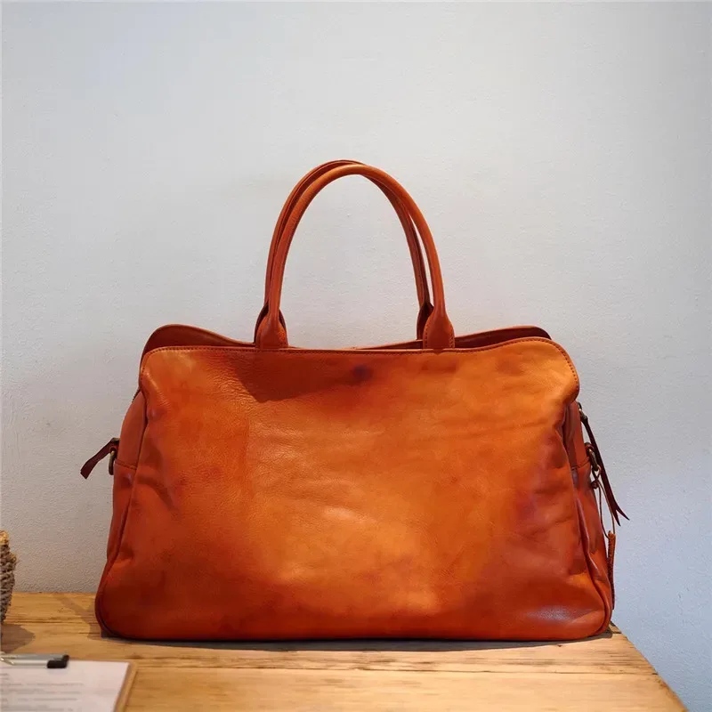 pndcloser-sac de voyage en cuir véritable pour hommes et femmes, grande capacité, sac de fitness en cuir de cercle souple, grand sac à main, décontracté, week-end, extérieur