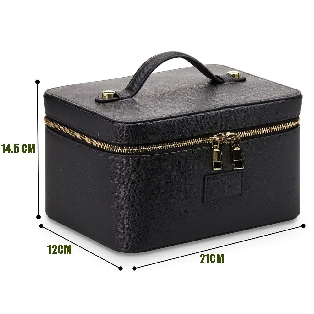 sac de maquillage en cuir pu, grande capacité, trousse de toilette étanche, forme carrée, séparateur amovible, sac de rangement pour appareil photo pour femmes et hommes