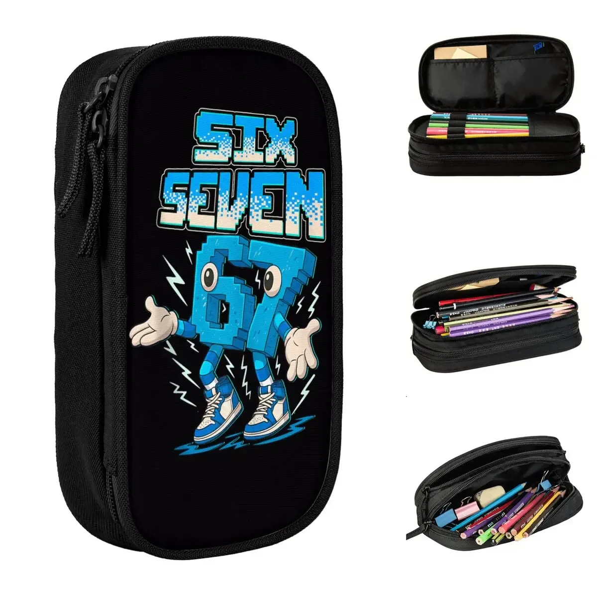 Meme 6 7 Six Seven italien volez un cerveau 67 trousse à crayons toile boîte à crayons enfant Vintage collège école étuis à crayons fournitures