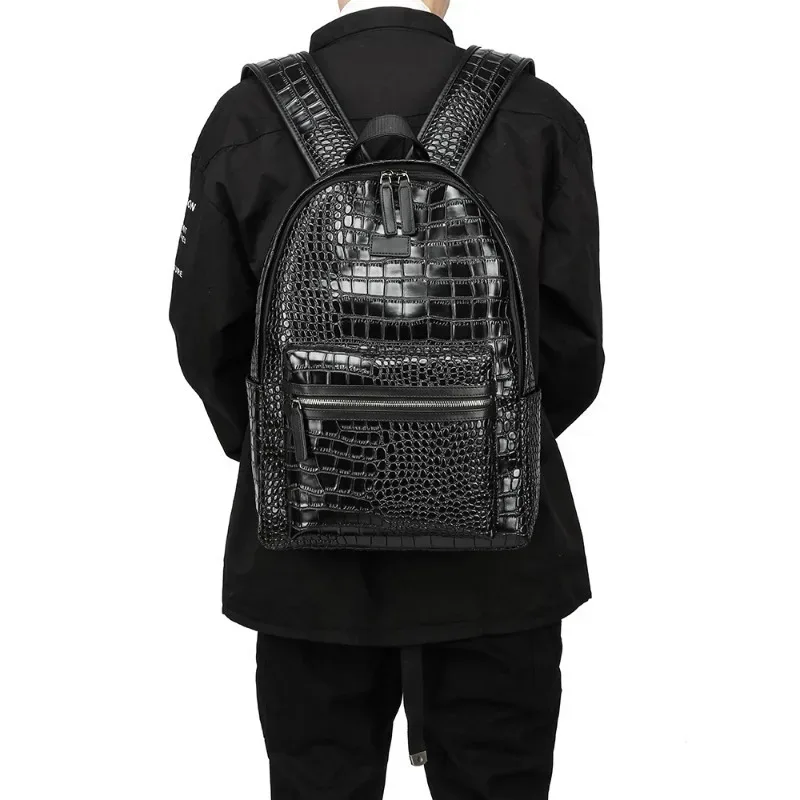 sac à dos de mode hommes de luxe alligator sacs à dos en cuir pu pour hommes sacs pour ordinateur portable grande capacité sacs à dos de voyage cartable d'étudiant