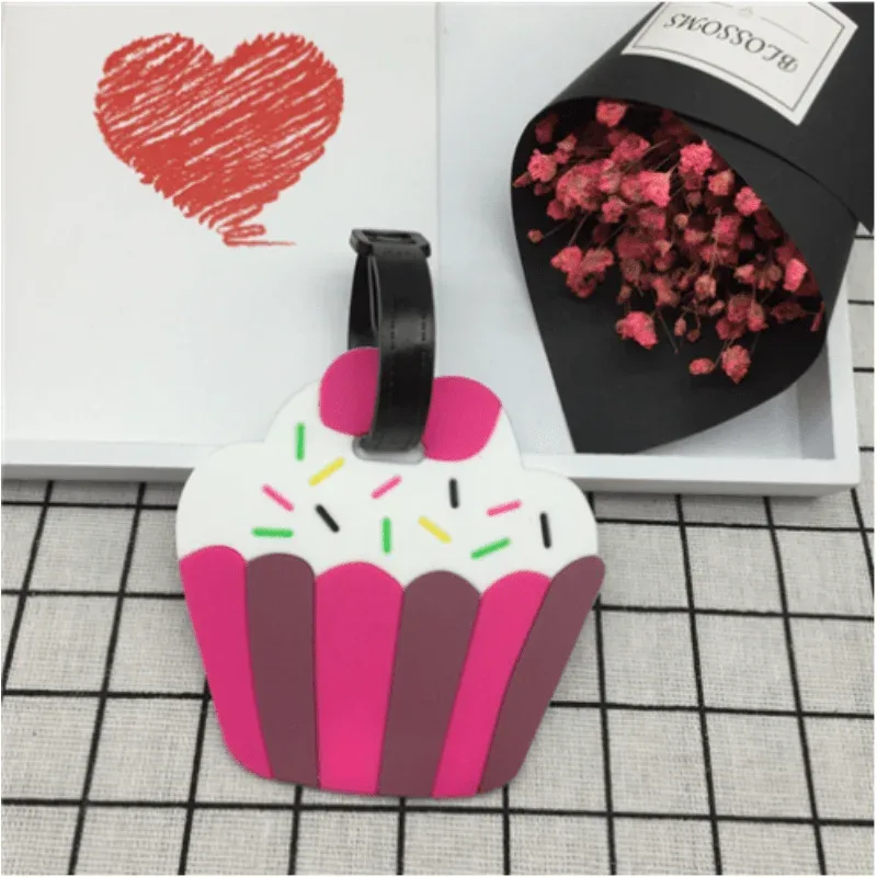 étiquette de bagage en silicone de dessin animé de fruits pour femmes/hommes, porte-adresse d'identification de valise, étiquette d'embarquement, accessoires de voyage portables