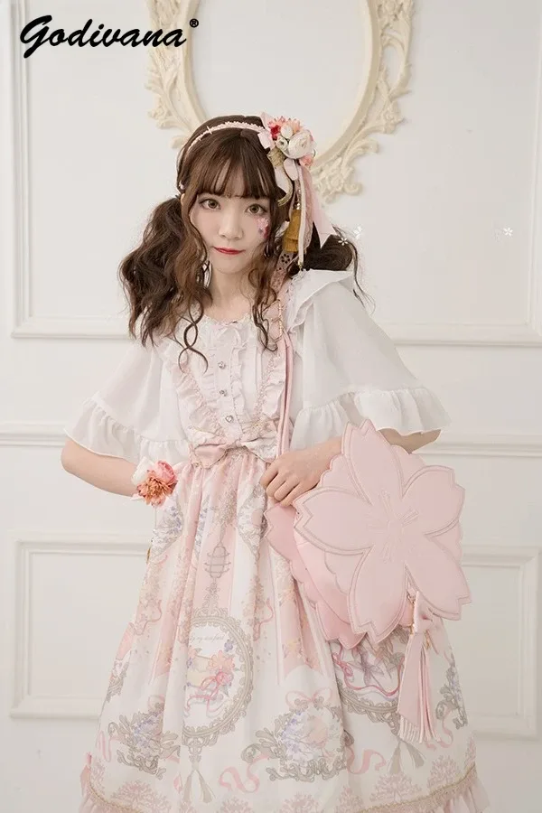 original rose sakura sac doux fille femmes sakura forme cuir fourre-tout sac à main fée lolita bandoulière sacs à dos