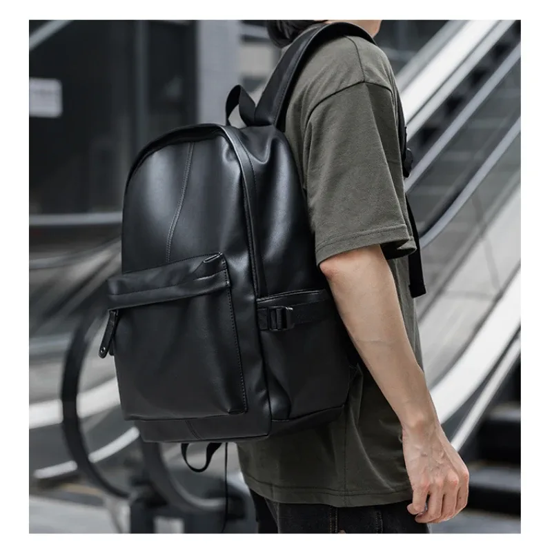 sac à dos de luxe en cuir pu souple pour hommes, sacs pour ordinateur portable de 15 pouces, sacs de voyage de grande capacité, cartable d'étudiant