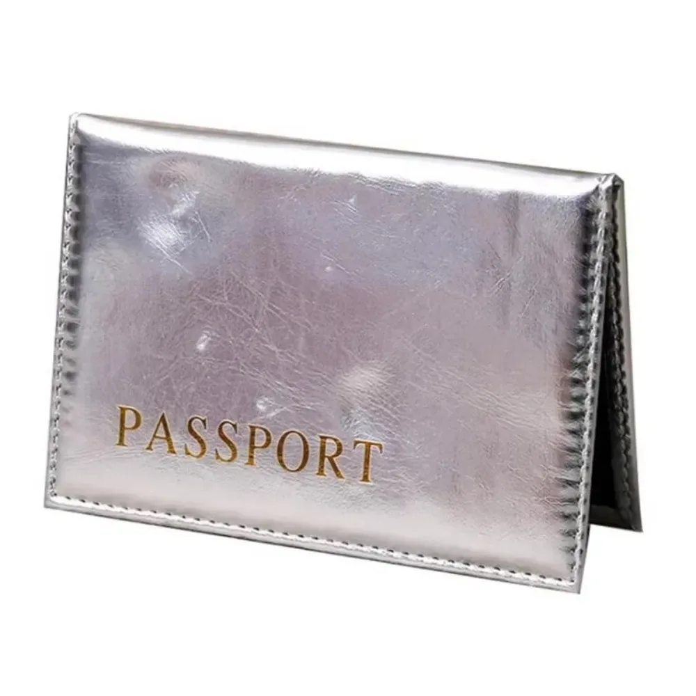 Porte-passeport en cuir PU tendance, imperméable, brillant, avec paillettes, porte-cartes de crédit, multifonction, pour voyages d'affaires