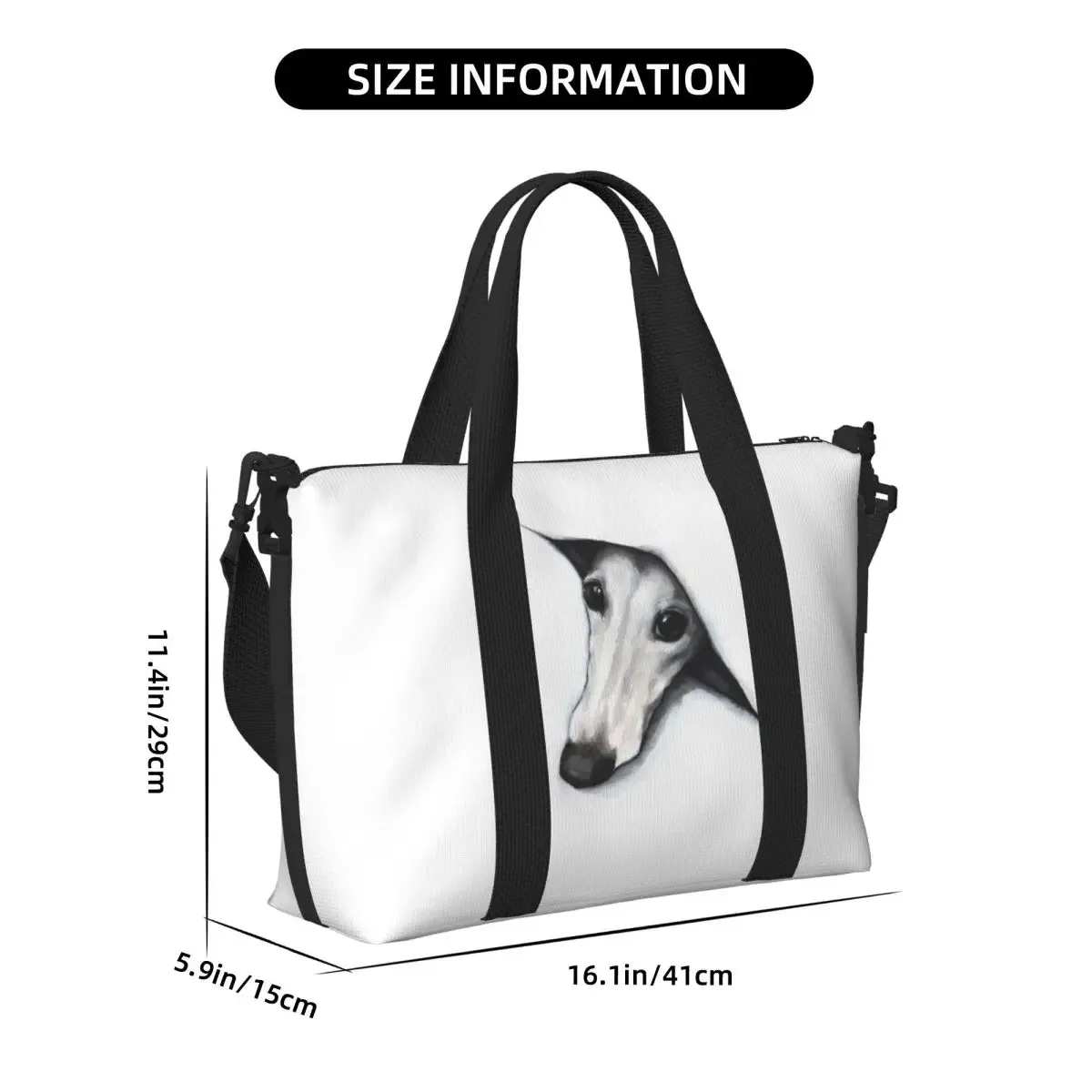 sac fourre-tout personnalisé whippet peeping pour femme, grande capacité, lévrier lévrier, sac de voyage pour chien, salle de sport, plage