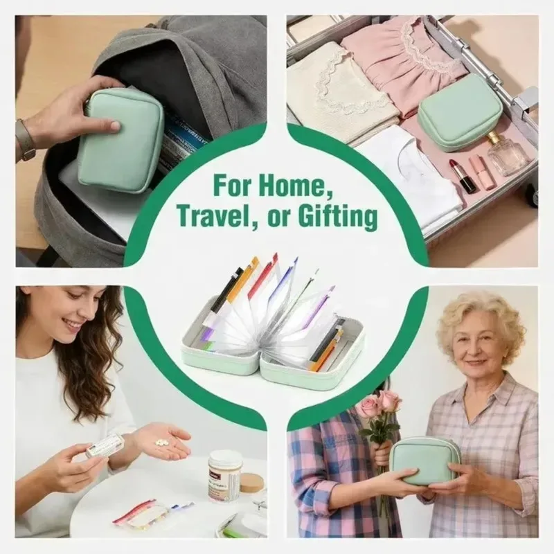 ensemble de sacs de voyage imperméables, 14 pochettes de rangement réutilisables avec fermeture éclair et étui compact, organisateur anti-fuite pour compléments alimentaires quotidiens