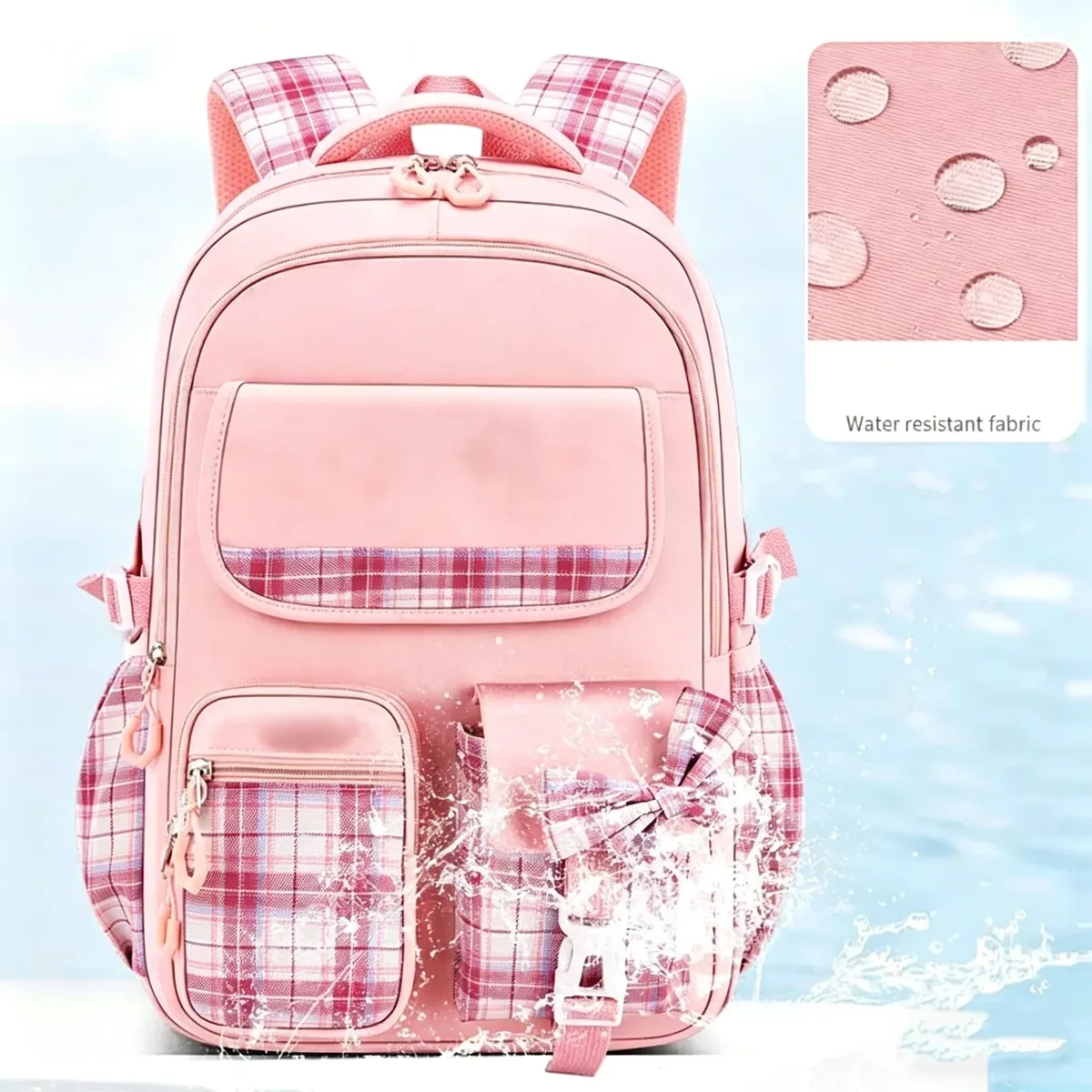 nouveau sac à dos à carreaux pour filles d'école primaire avec protection de la colonne vertébrale, grande capacité, léger et imperméable pour enfants