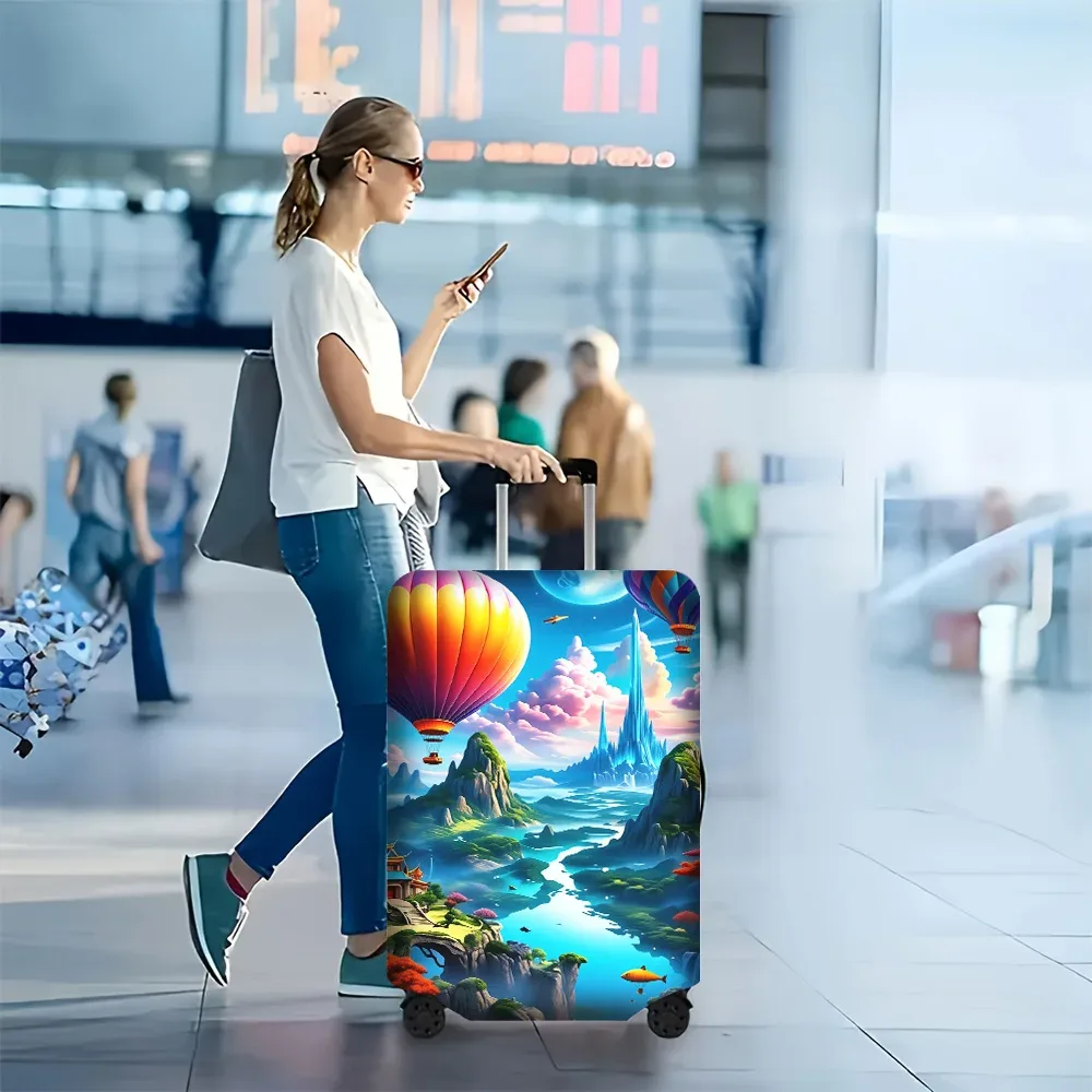 1 housse de bagage dreamscape pour bagages de 18 à 32 pouces ; un accessoire de voyage anti-poussière et résistant avec motif montgolfière
