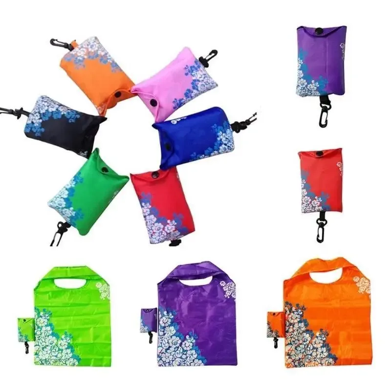 sac de rangement en polyester imprimé créatif, sac de voyage recyclable à la mode, pliable, réutilisable, écologique, shopping (couleur aléatoire)
