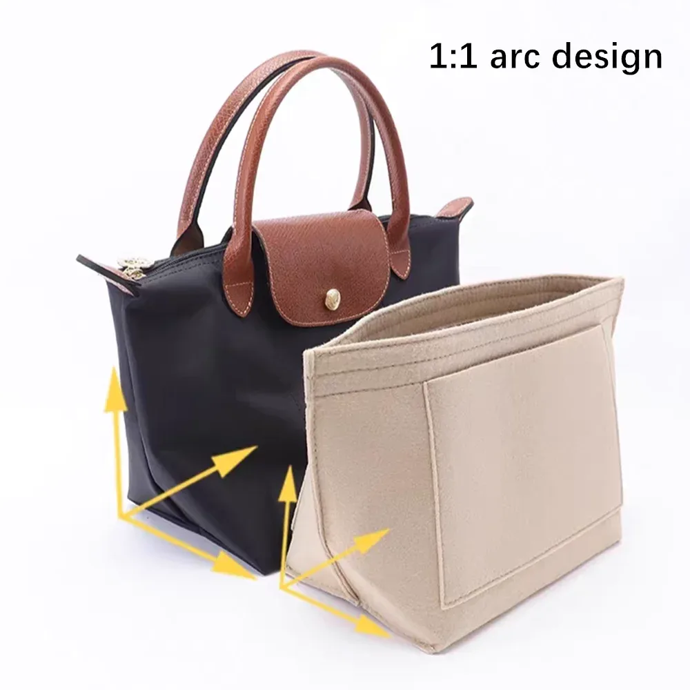 sac d'insertion en feutre pour sac à main longchamp, organisateur de sac en tissu feutré, support de maquillage, sac de voyage portable