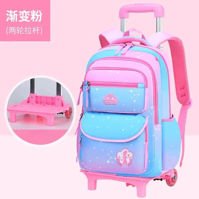 sac à dos d'école à roulettes pour fille, cartable étanche avec roulettes pour enfant
