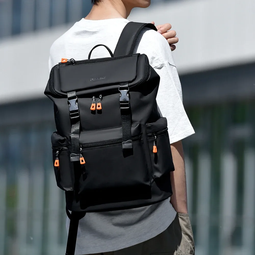 sac à dos de mode pour hommes, sac d'ordinateur de grande capacité, sac à dos de voyage en plein air en tissu résistant à l'usure