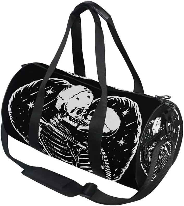sacs de sport black skull moth pour hommes et femmes, crânes magiques, sac de sport, bagages de voyage, sacs de nuit