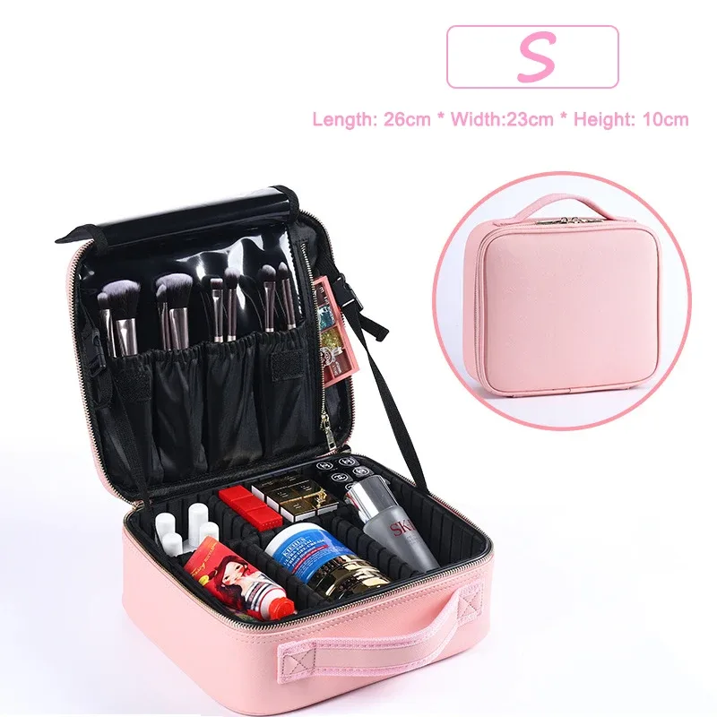trousse à cosmétiques professionnelle pour femme, sacs à cosmétiques en cuir, oxford imperméable, grande capacité, étui de maquillage de voyage pour maquilleuse