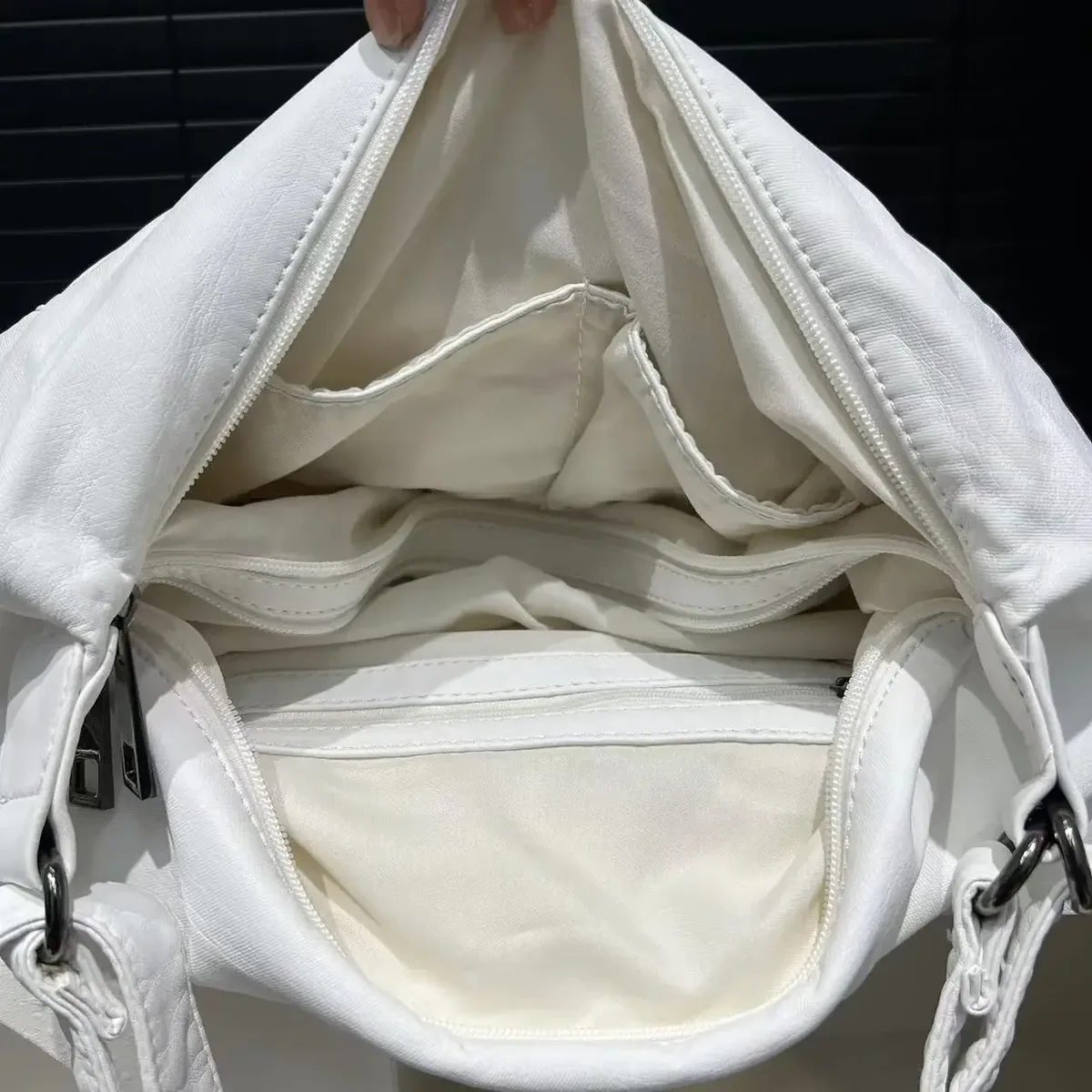 sac à dos rétro multi-poches pour femme, sac à bandoulière délavé, initié à la moto, grande capacité, mode