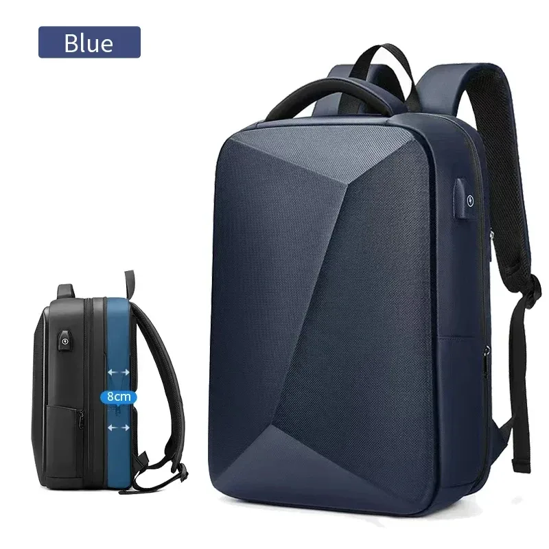 sac à dos pour ordinateur portable 15.6 pouces pour homme, sac de voyage extensible, sac d'affaires antivol étanche, chargement usb, sac à coque rigide abs