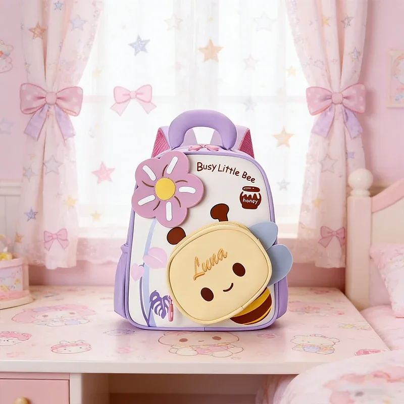 broderie personnalisée/style standard 2 options, sac à dos cartoon little bee, sac à dos mignon à double bandoulière, saison rentrée scolaire
