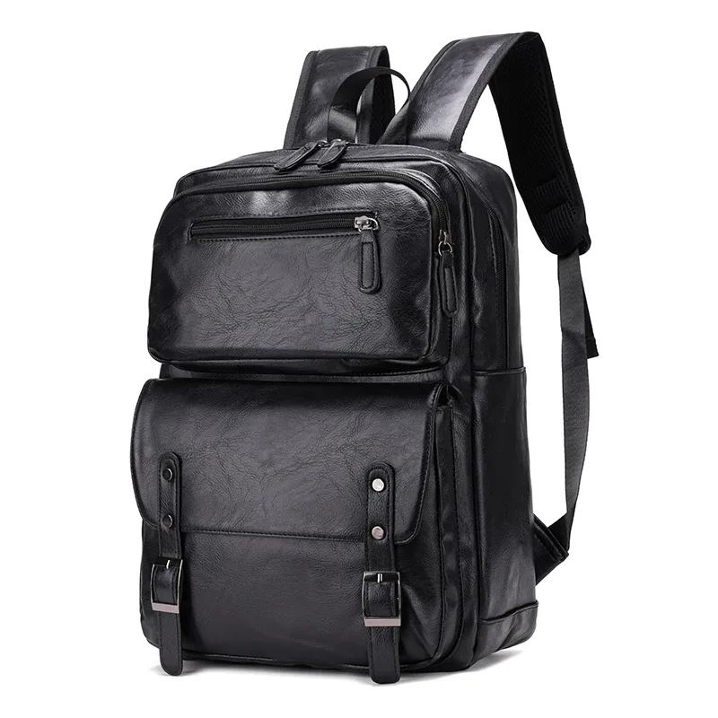 mode hommes sac à dos en cuir pu sac à dos sacs à dos pour ordinateur portable homme sac à dos décontracté affaires homme sac en cuir texture sacs de voyage