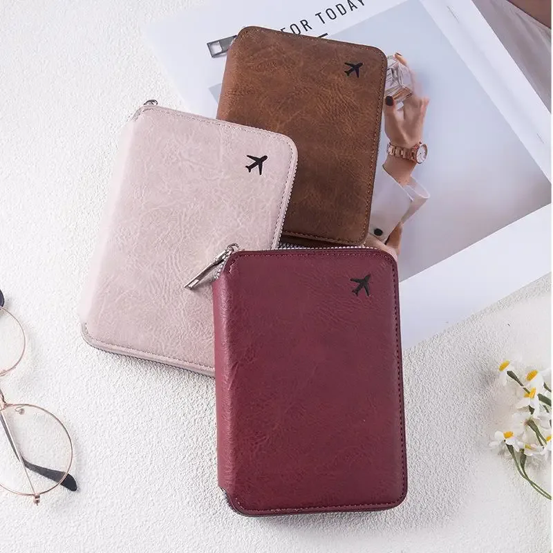 Étui de voyage zippé grande capacité pour passeport et cartes, organiseur de billets, porte-monnaie