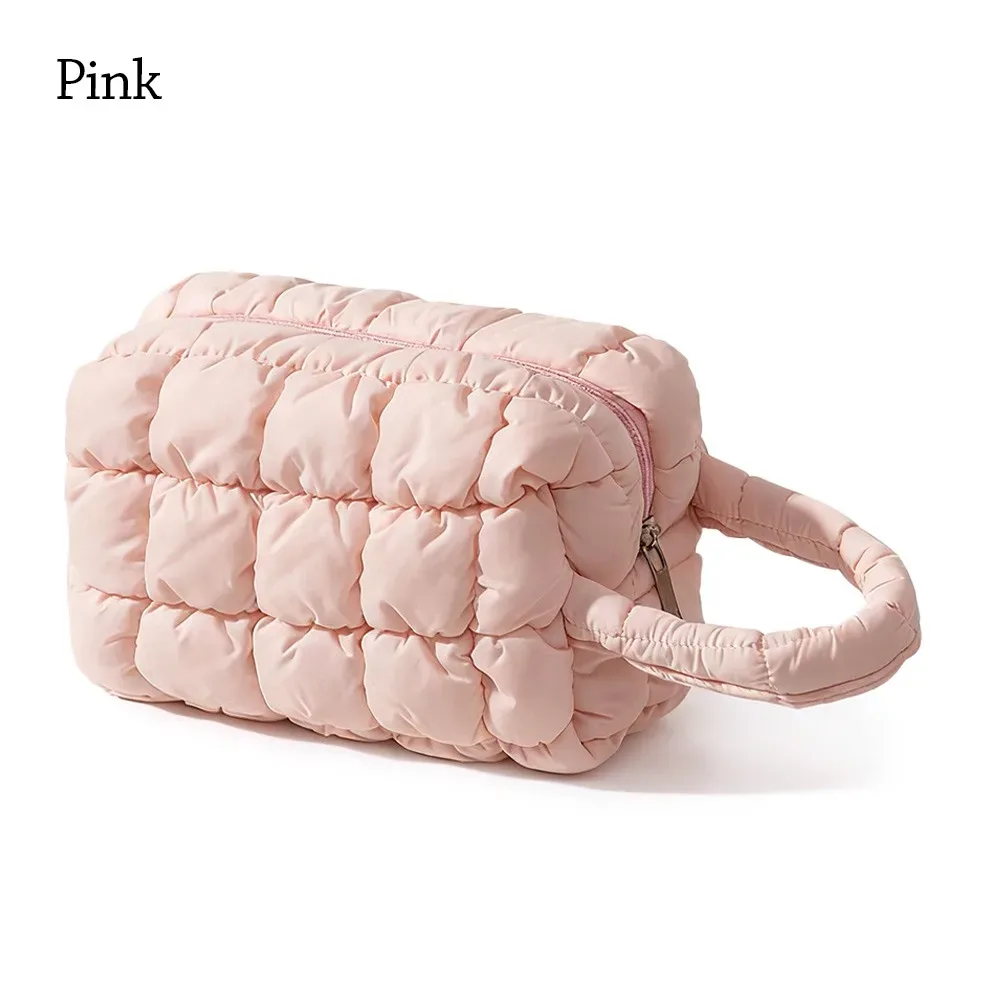 sac de maquillage à main tendance, couleur unie, sac à cosmétiques de grande capacité, sac de rangement multifonctionnel pour voyage à domicile