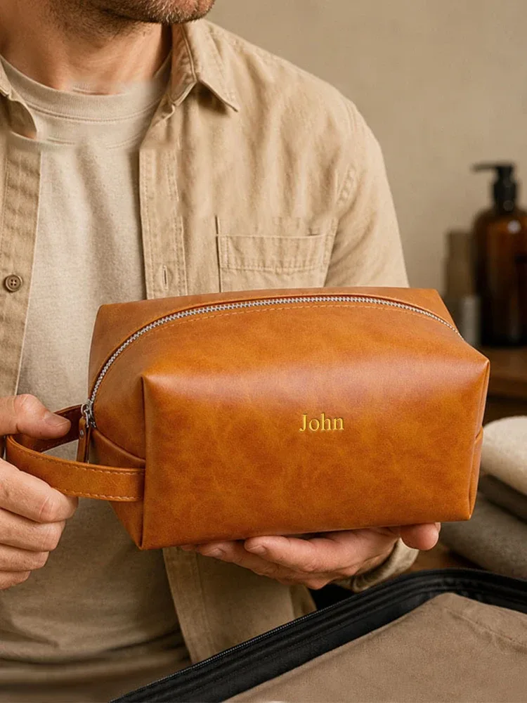 trousse de toilette pour homme personnalisable avec nom, sac de rangement portable pour les soins de la peau, sac de rangement multifonctionnel pour le maquillage