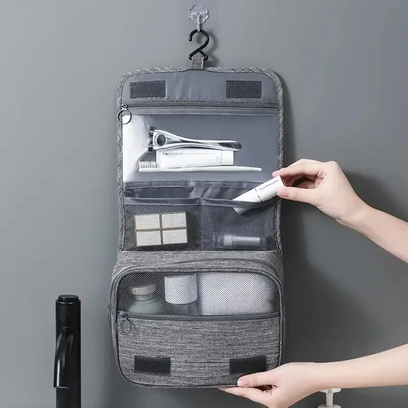 Sac de rangement Portable en tissu Oxford pour hommes et femmes, sac de rangement de produits de toilette, sac à cosmétiques, pochette de lavage de voyage suspendue étanche