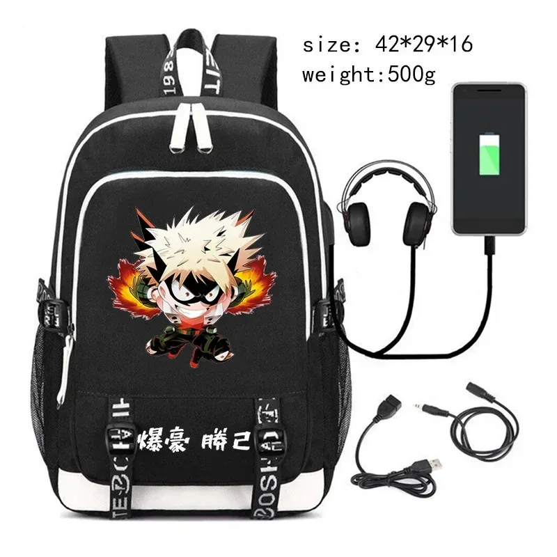 my hero academia bakugo sac à dos pour adolescent étudiant anime cartable usb voyage sac à dos grande capacité ordinateur portable sacs d'école cadeau