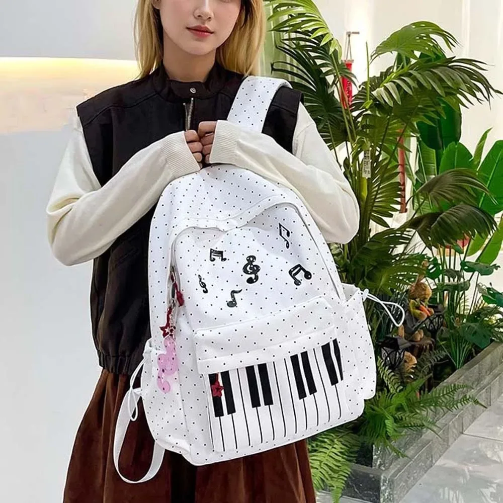 sac à dos pour piano en nylon, multi-poches, design léger, sac à dos pour clavier, couleur contrastée, style japonais, sac d'école mignon, voyages de week-end