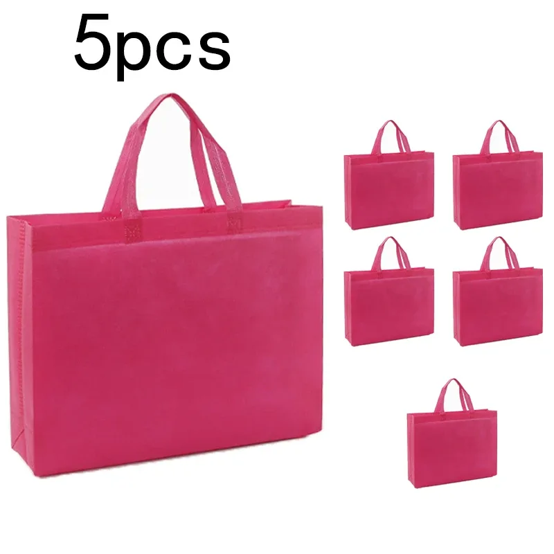5 sacs fourre-tout non tissés, sacs d'emballage cadeau réutilisables de grande capacité, sacs de rangement de voyage portables et pliables, sacs fourre-tout de rangement, adaptés au transfert thermique diy, à la broderie, aux cadeaux d'anniversaire, aux cadeaux de fête et à la confection de cadeaux han.