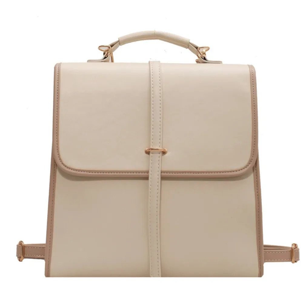 sacs à dos de couleur unie à plusieurs poches, grande capacité, fermeture à glissière, sac à bandoulière en cuir pu, sac à main