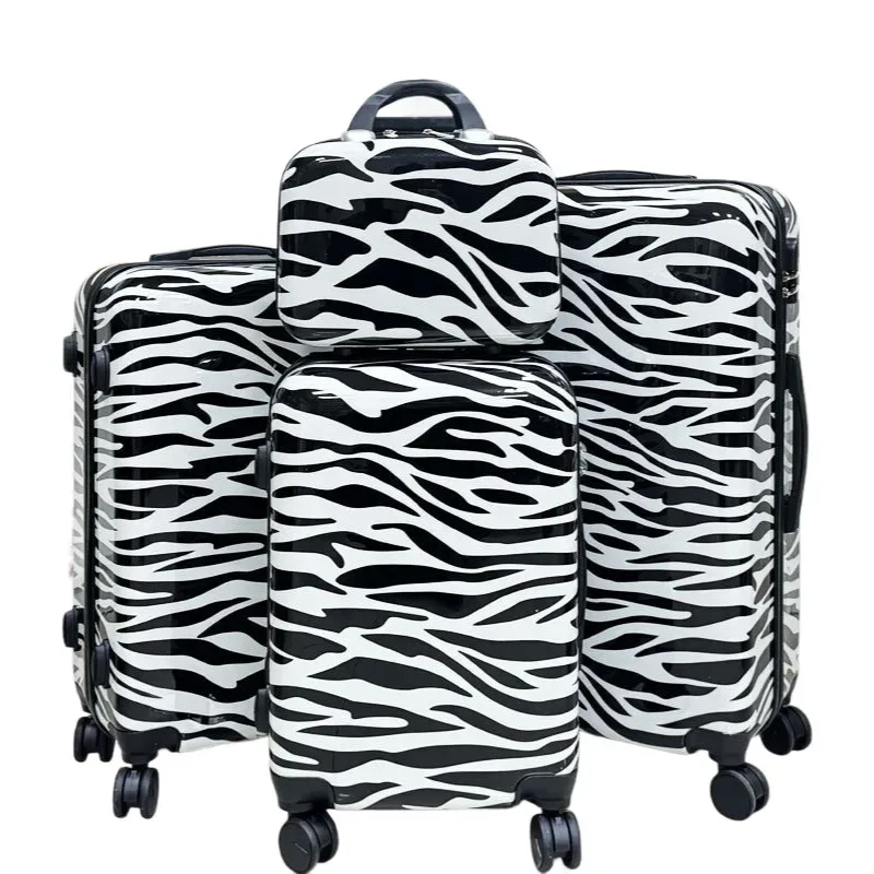 bagage imprimé zèbre avec roulettes - valise de voyage unisexe durable, 360 ° sac de chariot à roulettes universel