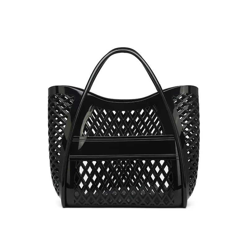 sacs fourre-tout kizzy clear jelly pour femmes, sac de plage léger et imperméable avec dessus ouvert et découpe en treillis