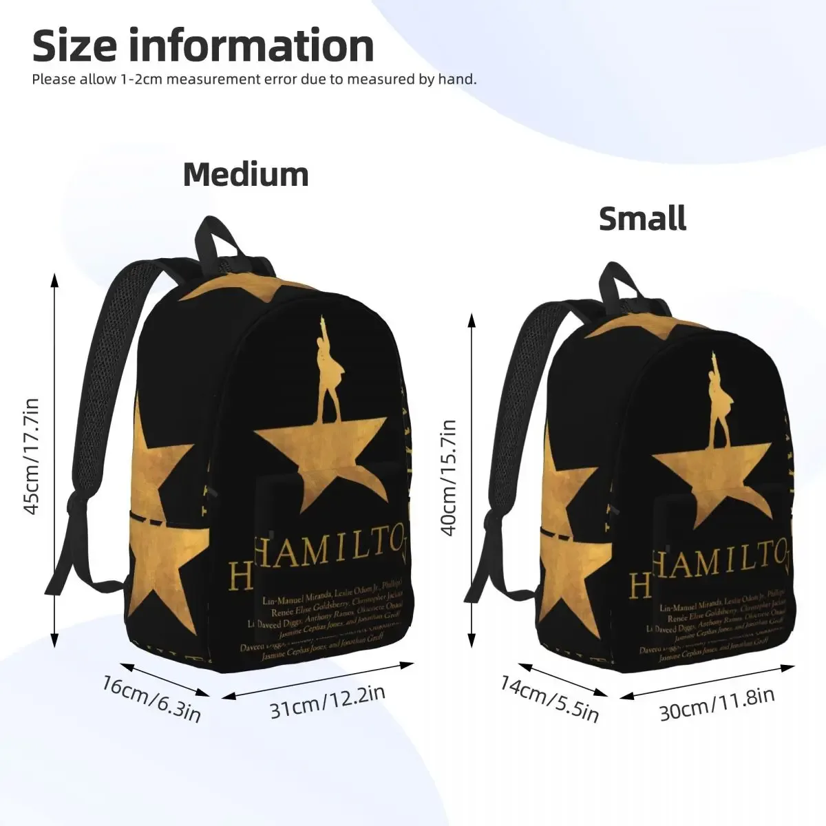 sac à dos hamiltons musicaux pour élèves d'âge préscolaire et primaire, sac à livres américain pour garçons et filles, sac à dos léger en toile pour enfants