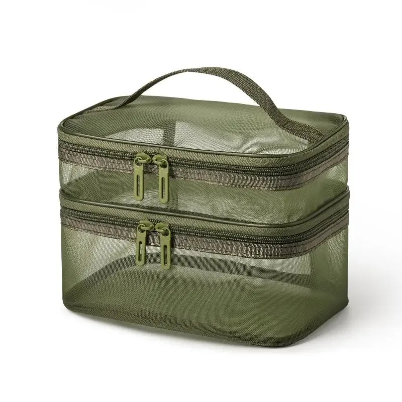 sac de voyage transparent en maille pour maquillage | organisateur de cosmétiques à grande capacité à une seule couche | pochette de rangement respirante pour produits de soin et articles de toilette