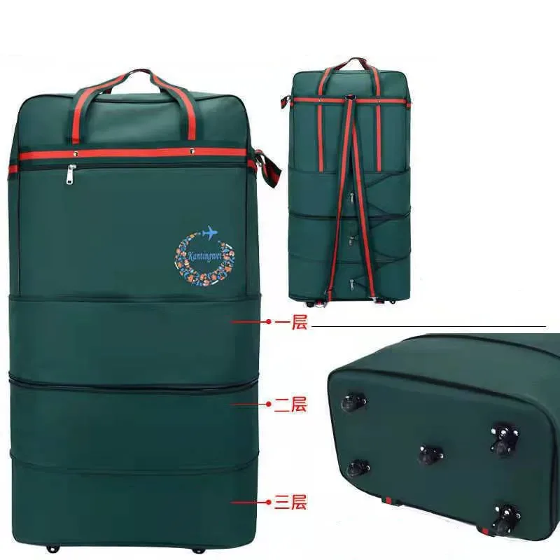 sac à bagages de voyage à air vérifié, roue universelle pliable, rangement mobile, oxford, cubes d'emballage étanches