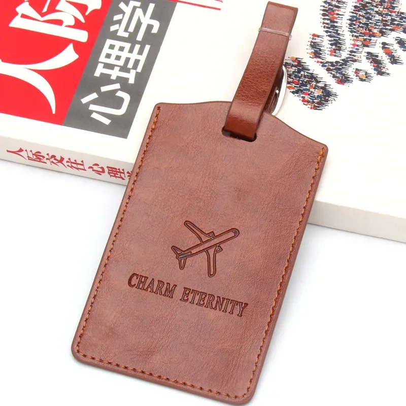 étiquette de bagage créative en cuir épais pour carte d'embarquement d'avion, étiquette de bagage pour valise de voyage, étiquette de bagage mignonne, étiquette nominative et d'adresse