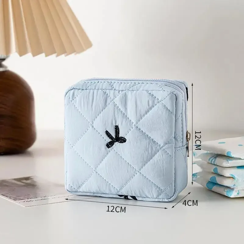 sacs de rangement pour serviettes hygiéniques mignons et de grande capacité, sacs à nœuds de dessin animé portables, organiseur de tampons pour les règles des filles, pochette