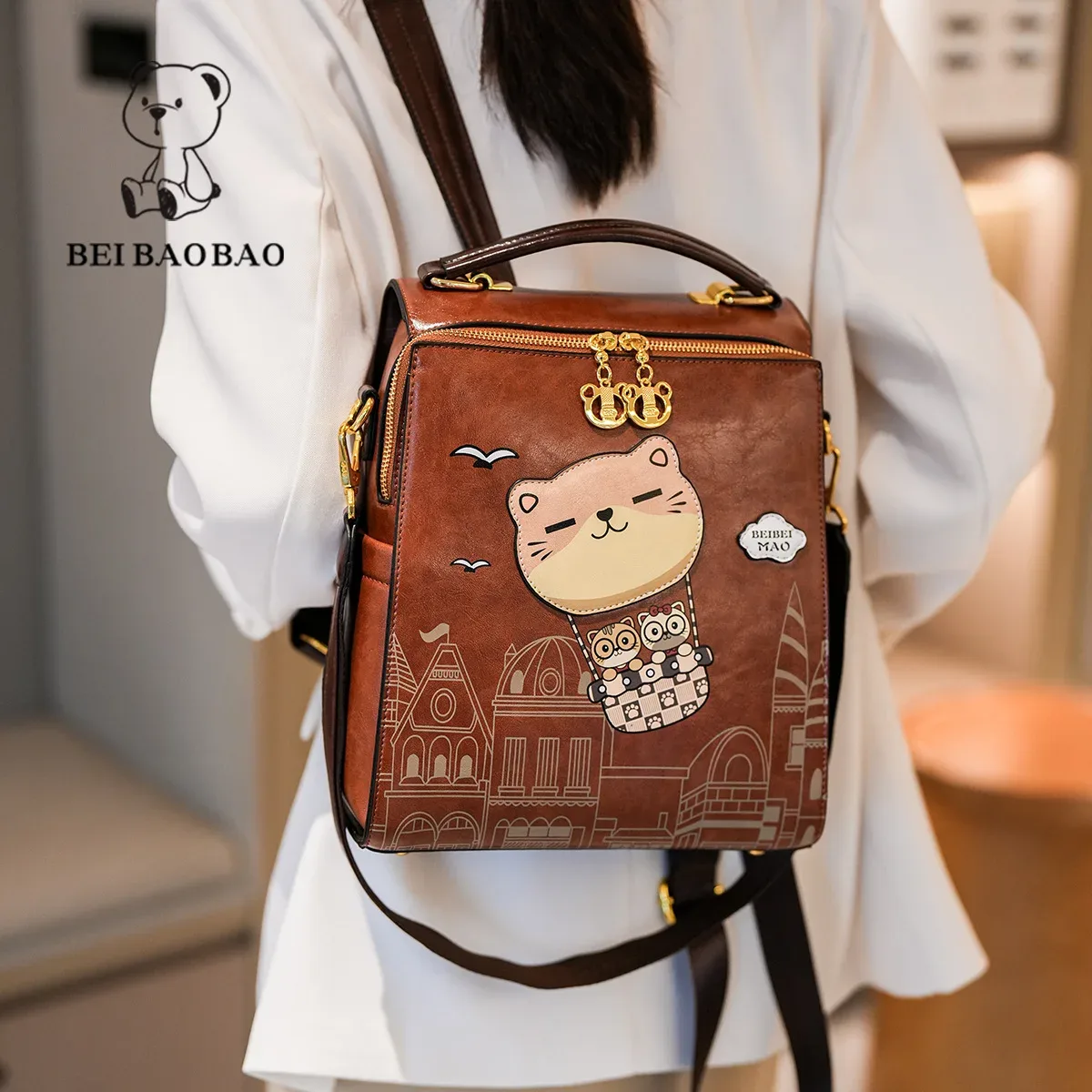 Nouveau sac à dos en cuir souple pour femmes sac à dos d'étudiant sac à bandoulière multifonctionnel de haute qualité pour femmes sac de banlieue