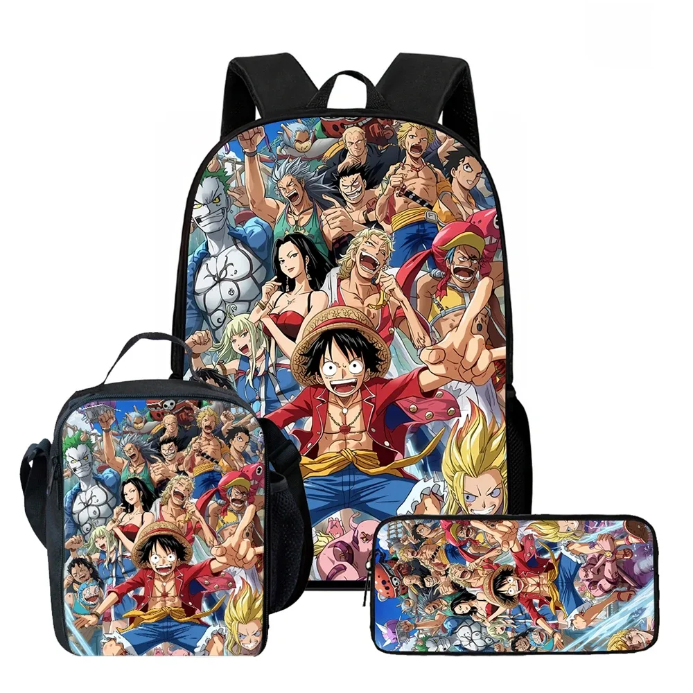 sac à dos scolaire léger et réglable 3-en-1 one piece avec sac à lunch et trousse à crayons pour enfants de 6 à 10 ans, école primaire