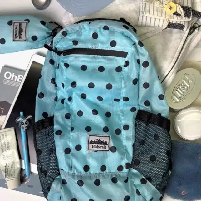 sac à dos en nylon à pois 2026, nouveau sac à dos ultraléger d'été grande capacité, sac à dos coréen tendance