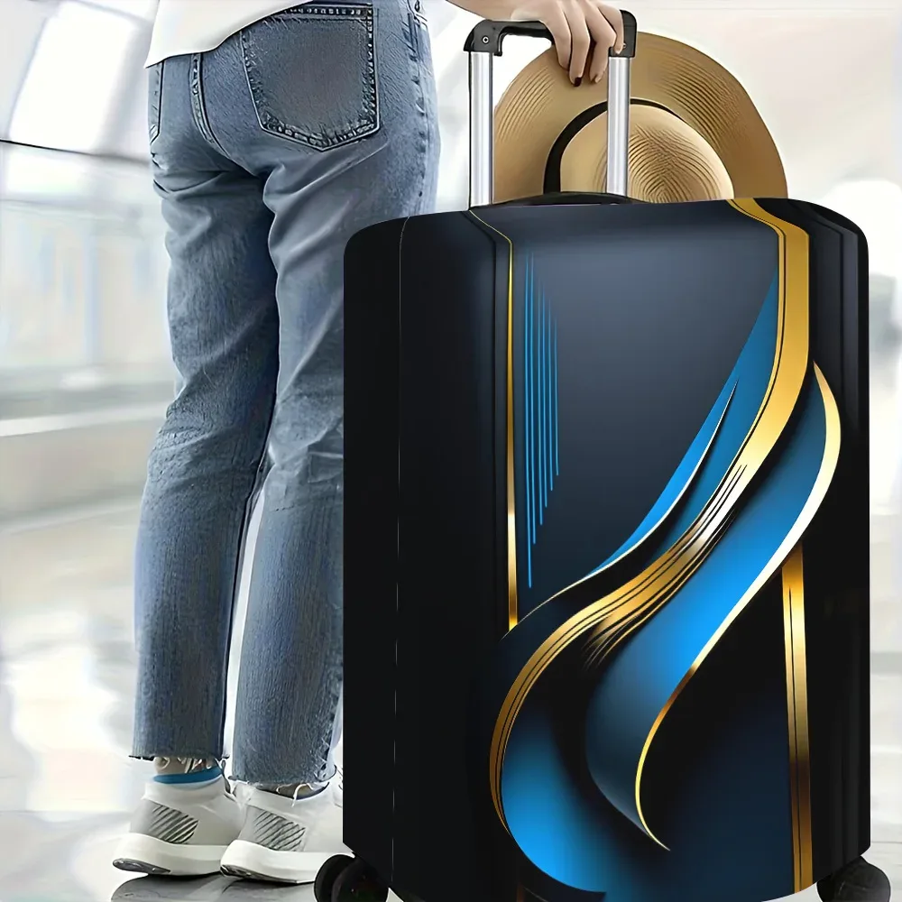 1 housse de valise avec un motif imprimé doré style fluide, adaptée aux valises de 18 à 32 pouces ; housse de valise