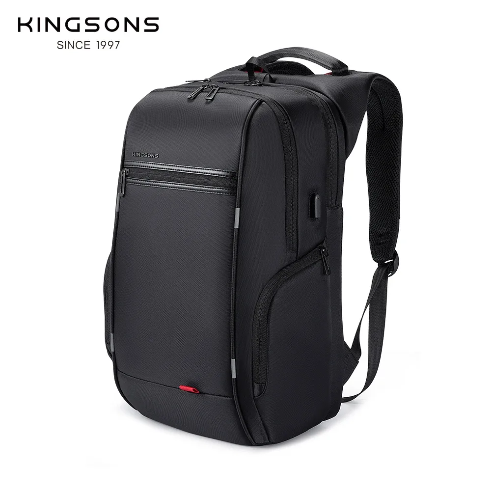 sac à dos pour ordinateur portable kingsons 17" et 15,6" pour hommes, sac de voyage d'affaires noir imperméable avec chargement type-c et usb, sac à dos antivol