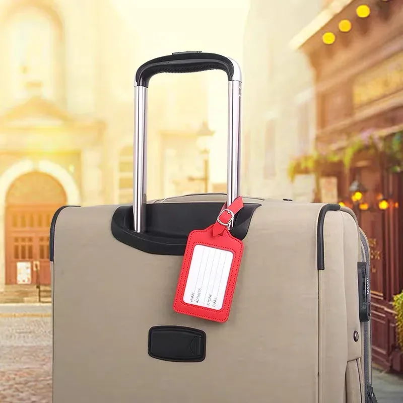 étiquette de bagage à rabat en cuir pu, léger, souple, solide, document, avion, carte d'embarquement, valise, accessoires de voyage, 4, 2, 1 pièces