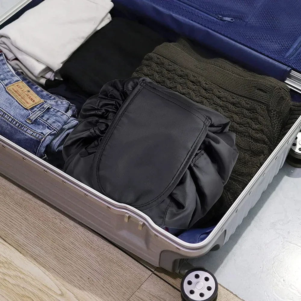 sac de rangement portable étanche pour cosmétiques, sac paresseux de proximité wstring, poudres de maquillage magiques, grande capacité, trousse de beauté de toilette de voyage