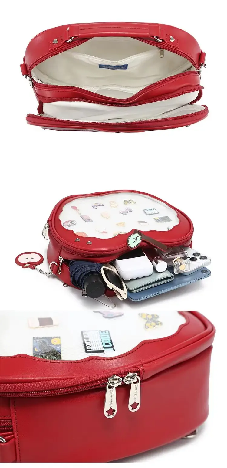 sac à dos pvc style y2k 2026 pour étudiantes, sac à dos unique en forme de pomme, sac à dos de voyage